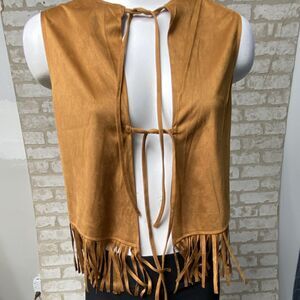 Relish Noless Tan Fringe Vest – XL – Western Boho Style